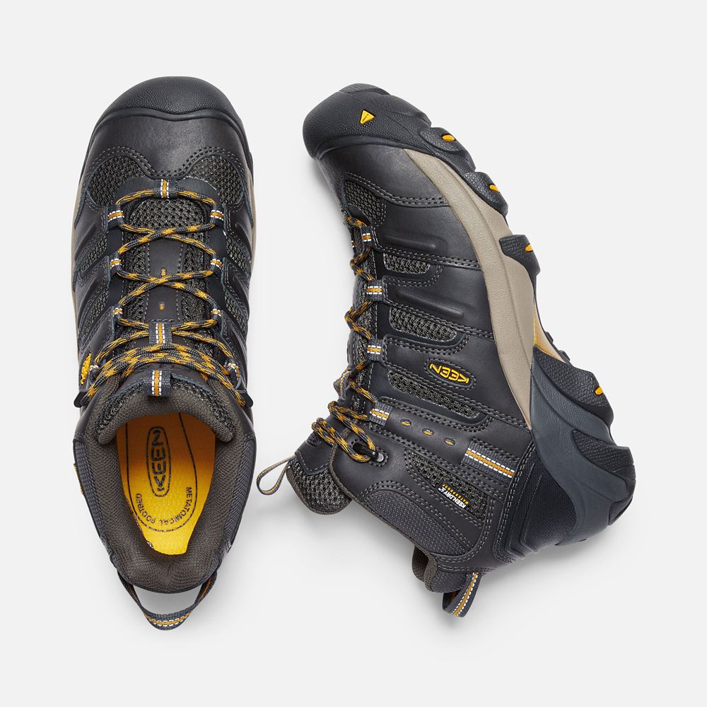 Keen Trekking Bot Erkek Siyah Kahverengi - Lansing Mid Waterproof (Steel Toe) - Türkiye NULH25931